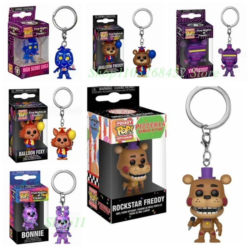 2025 New Arrival Funko Pocket Keychains High Score Chica Ballon Freddy VR.Freddy Ballon Foxy Bonnie Figure Model Toys for Gifts