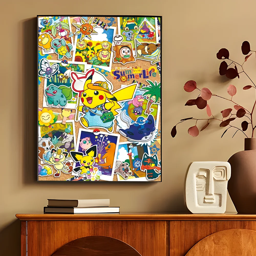 Anime P-Pokemon Anime Posters Sticky HD Quality Wall Art Retro Posters for Home Kawaii Room Decor
