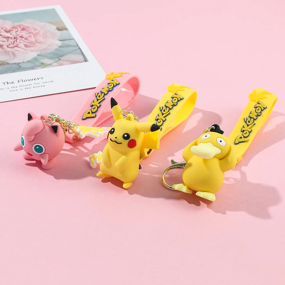 Pokémon Keychain Set - Cute Pikachu & Friends Q Version Keyring, Anime Backpack Charm, Kawaii Gift for Fans & Couples (Birthday