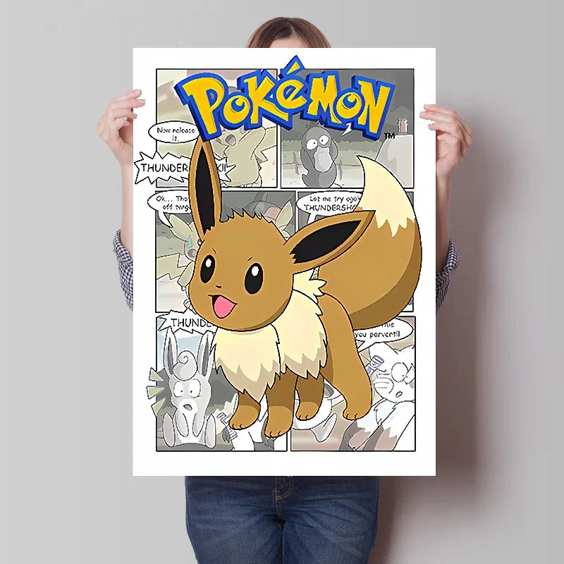 Pokemon Anime Figures Print Canvas Wall Art Posters Surrounding Charizard Bulbasaur Pikachu Decoration Interior Posters for Room
