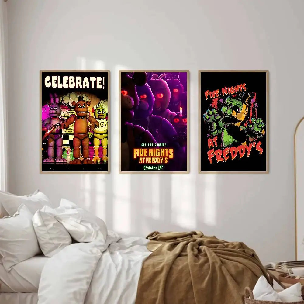 Horror Anime F-five N-nights At F-freddy's Good Quality Prints And Posters Room Home Bar Cafe Decor Aesthetic Art Wall Painting