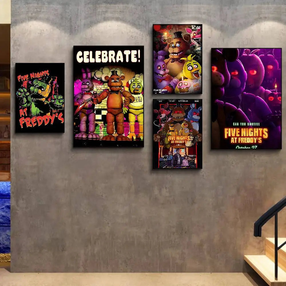 Horror Anime F-five N-nights At F-freddy's Good Quality Prints And Posters Room Home Bar Cafe Decor Aesthetic Art Wall Painting