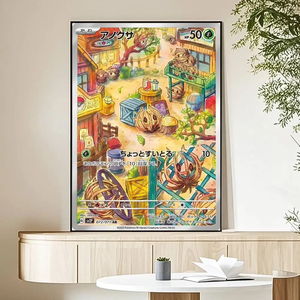 MINISO Cartoon Pokemon Poster HD Art Sticky Wall Waterproof Home Living Room Bedroom Bar Aesthetic Decoration