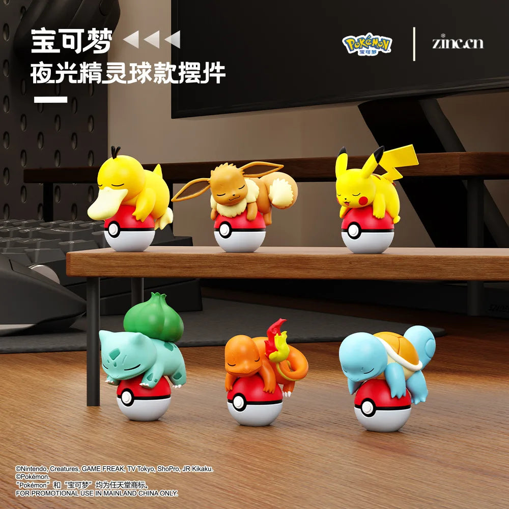 Genuine Pokemon Pikachu Eevee Psydusk Squirtle Charmander Bulbasaur Anime Action Figure Toy Doll Car Decoration Christmas Gift