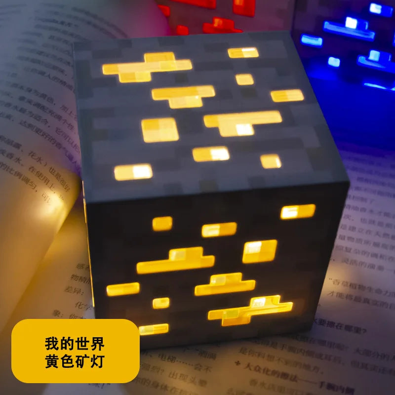 Minecraft My World Series Diamond Ore Lamp Colorful Charging Miner's Lamp Medicine Water Bottle Torch Model Gift Night Light