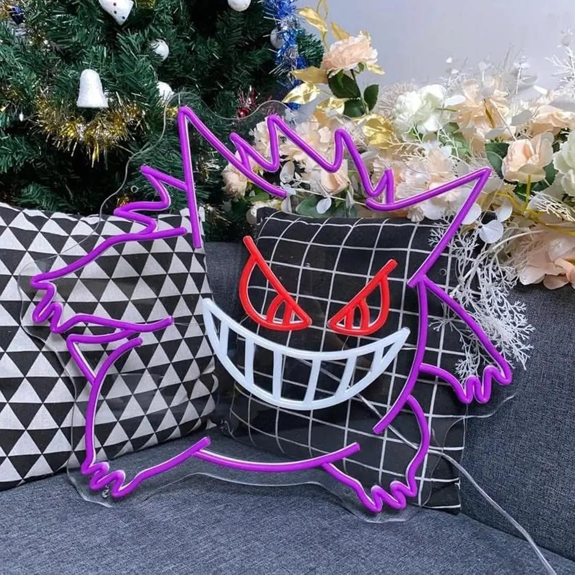 Gengar Cartoon LED Neon Sign MINISO Dimmable USB Wall Light for Gaming Room Man Cave Anime-Style Birthday Gifts for Kids Teens A