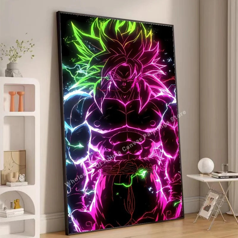 Anime Dragon Ball Wukong Neon Light Effect Poster High Definition Image Printing Creative Home Art Wall Decoration Painting