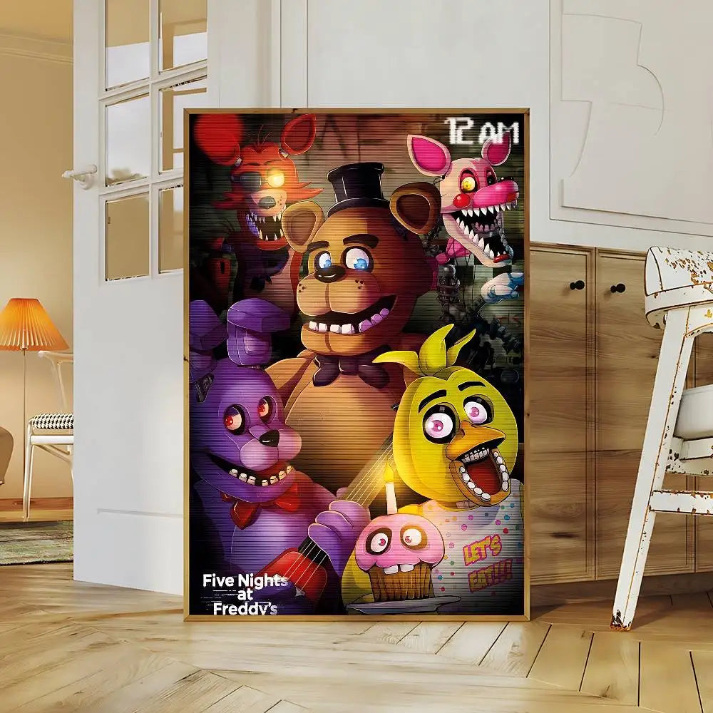 Horror Anime F-five N-nights At F-freddy's Good Quality Prints And Posters Room Home Bar Cafe Decor Aesthetic Art Wall Painting