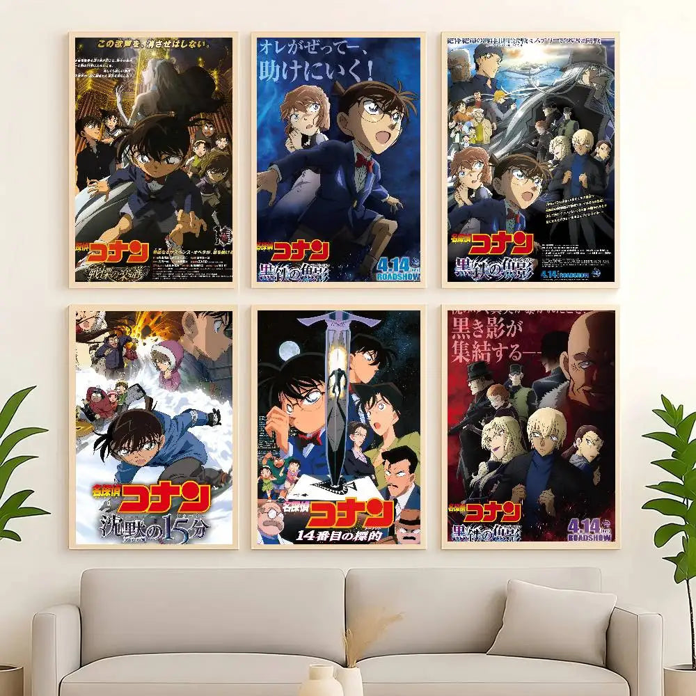 Detective Conan Poster Self-adhesive Art Waterproof Paper Sticker Coffee House Bar Room Wall Decor