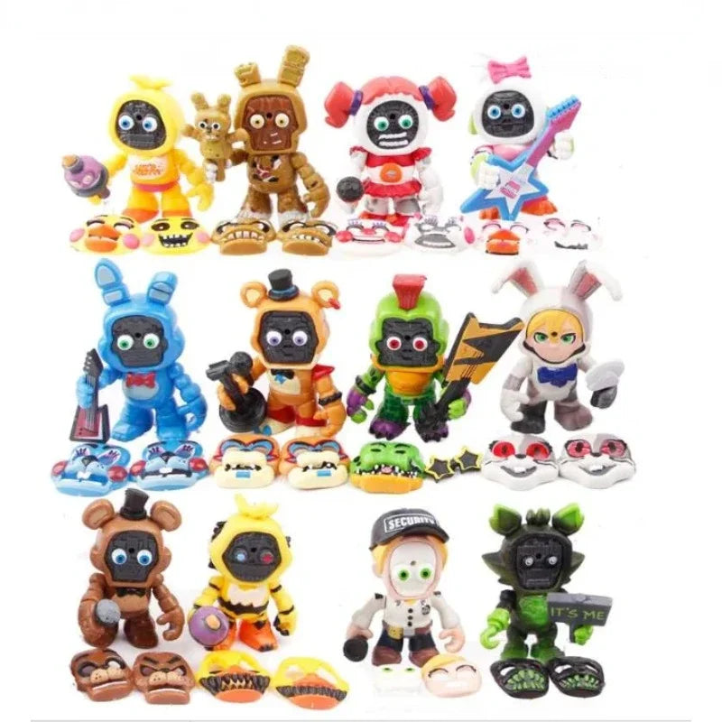 12pcs/set FNAFs Figures Freddy Face Changeable Action Figure Toys
