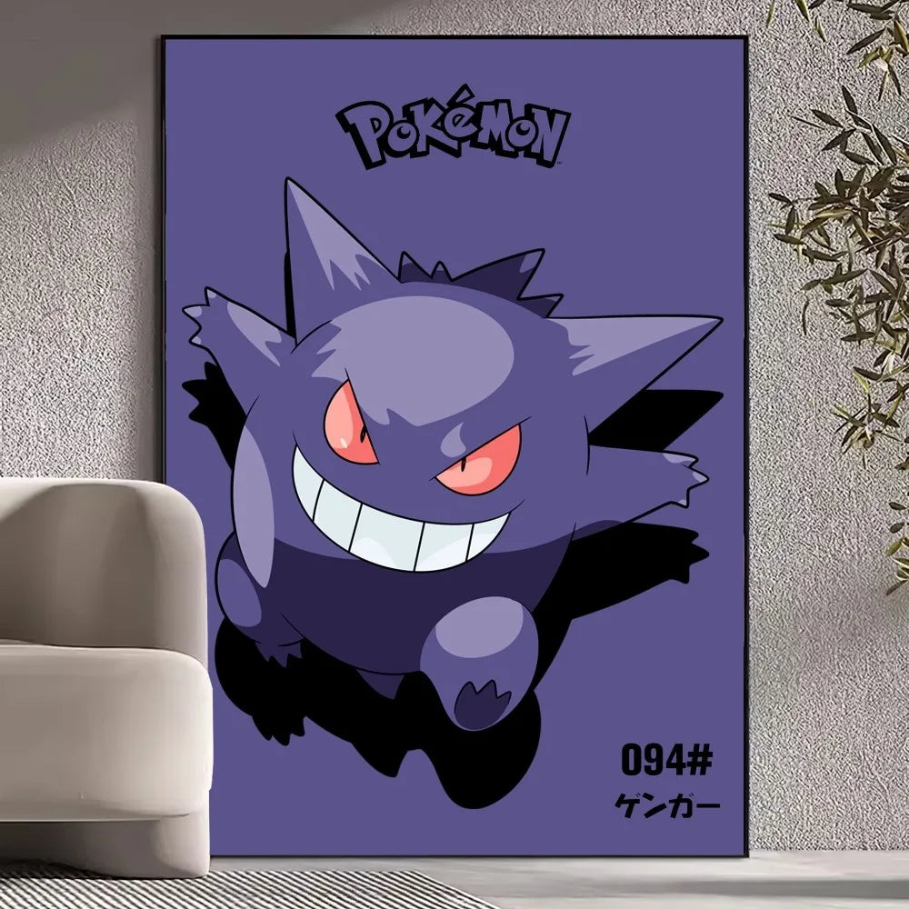 BiliBili Anime Pokemon Cute Gengar Poster Prints Wall Pictures Living Room Home Decoration