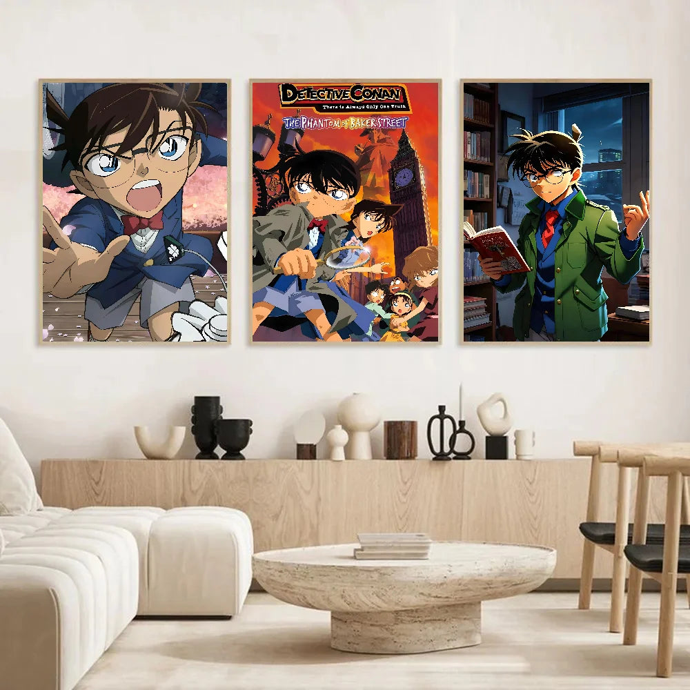 Detective C-Conan Poster Poster Self-adhesive Art Waterproof Paper Sticker Coffee House Bar Room Wall Decor