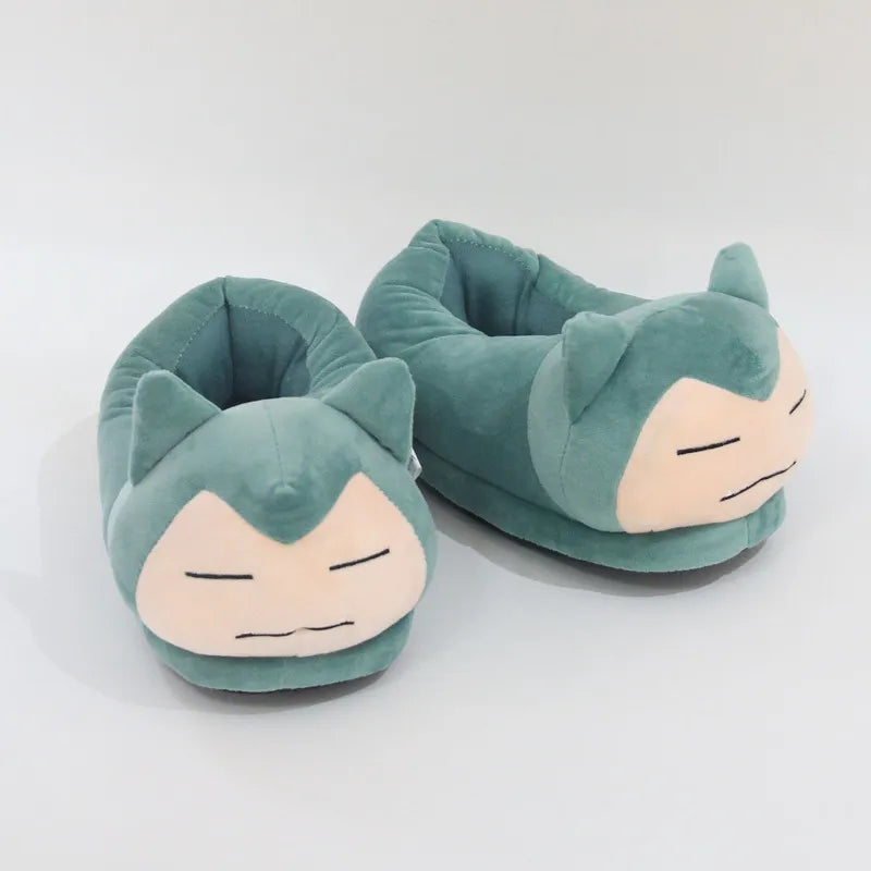 MINISO Anime Pokemon Pikachu Snorlax  Cartoon Kawaii Shoes Non Slip Warm Winter  Indoor Slippers For Children Creative Gift Soft