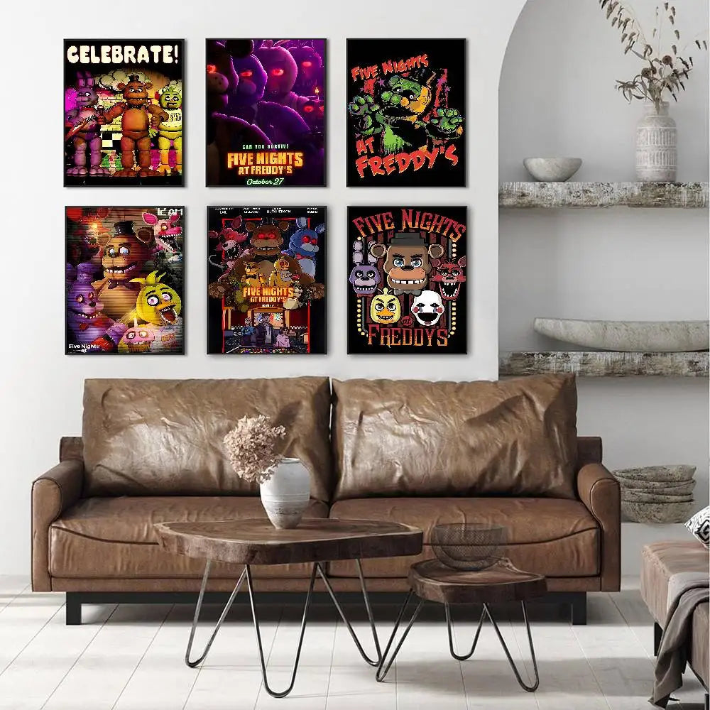 Horror Anime F-five N-nights At F-freddy's Good Quality Prints And Posters Room Home Bar Cafe Decor Aesthetic Art Wall Painting