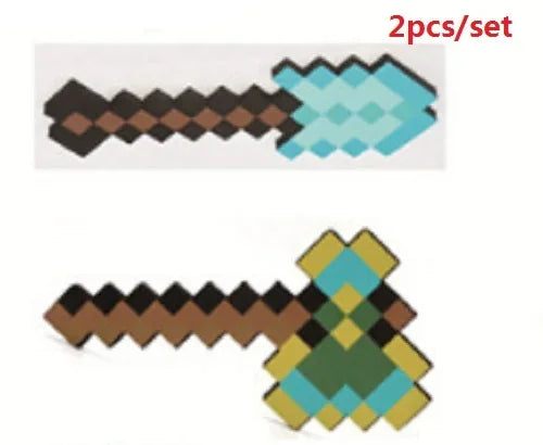 2pcs/set Hot Design Blue Diamond Sword Soft EVA Foam Toy Minecrafte Ax Shovel Kits Toy For Boys Children Fans Birthday Gift