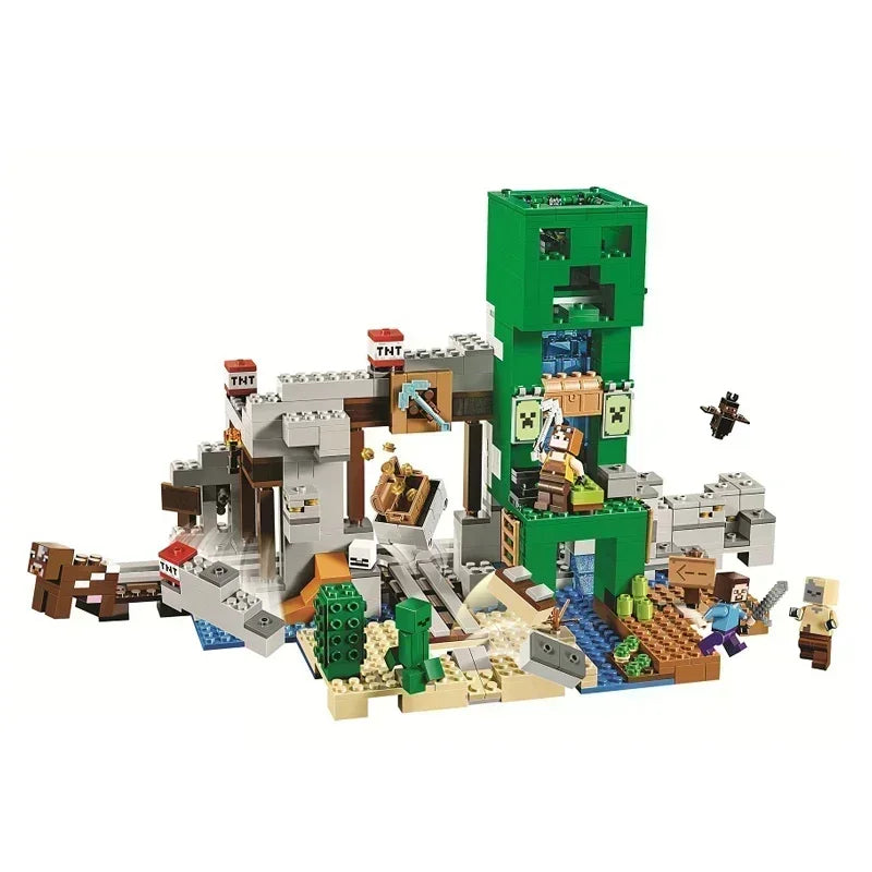 World The Creeper Mine Deep Dark Battle Building Blocks Bricks Toy