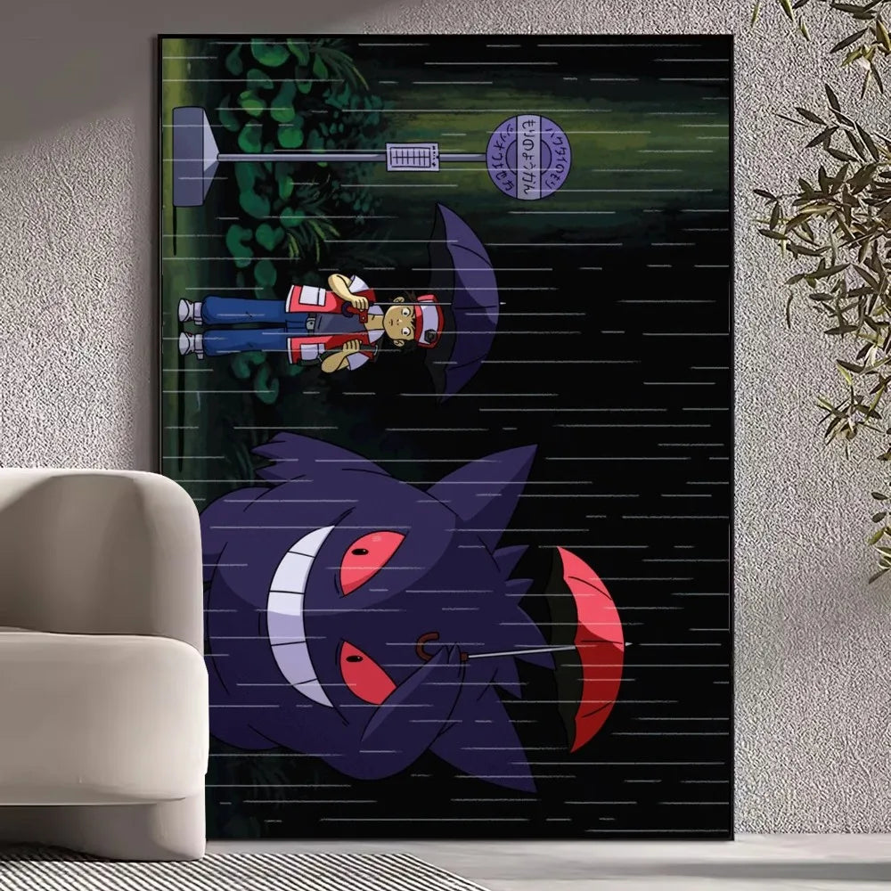 BiliBili Anime Pokemon Cute Gengar Poster Prints Wall Pictures Living Room Home Decoration