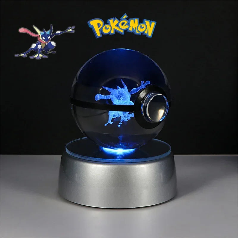 لعبة مجسم بوكيمون ثلاثي الأبعاد على شكل كرة كريستالية من باتر فري كيوبون، بوكيبول ديتو لوكاريو لابراس، نموذج لوجيا أركيوس مع قاعدة إضاءة LED