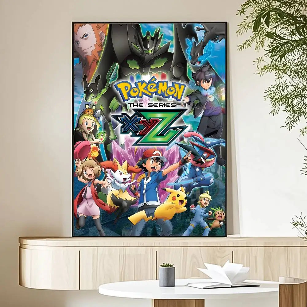 MINISO Cartoon Pokemon Anime Poster HD Art Sticky Wall Waterproof Home Living Room Bedroom Bar Aesthetic Decoration