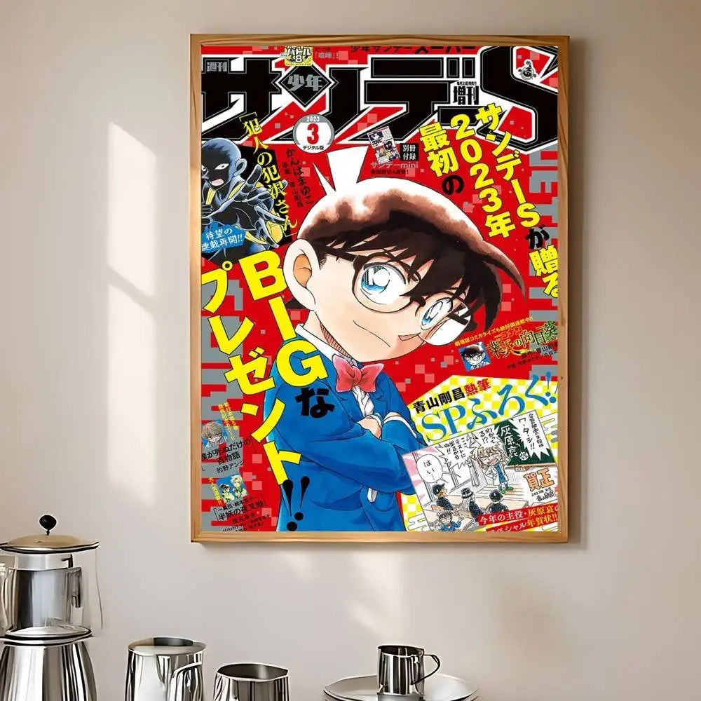 D-Detective Conan Comics Magazine Poster HD Canvas Painting Print For Home Living Room Bedroom Decorative Pictures