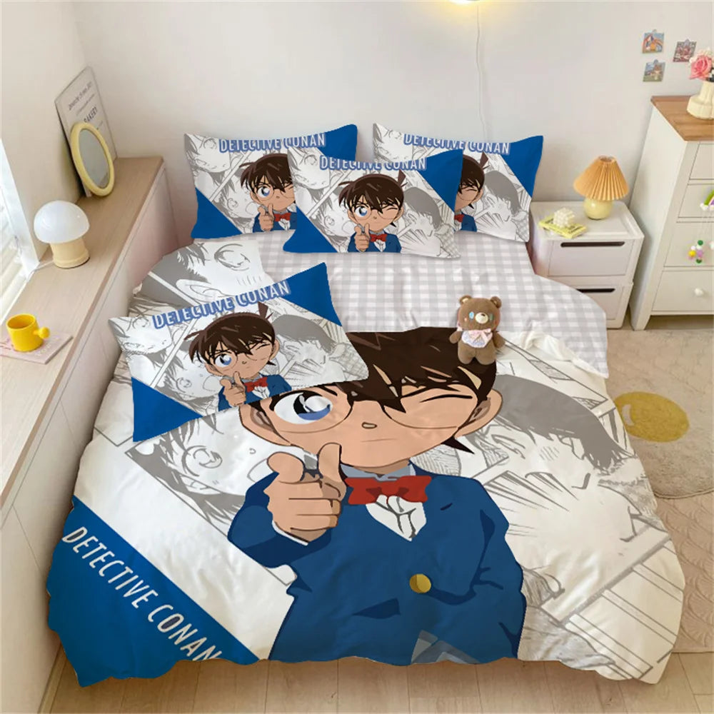 Detective Conan Cartoon Bedding Sets Anime Bed Supplies Set Kids Duvet Cover Bed Comforter Set Bedding Set Boy Birthday Gift