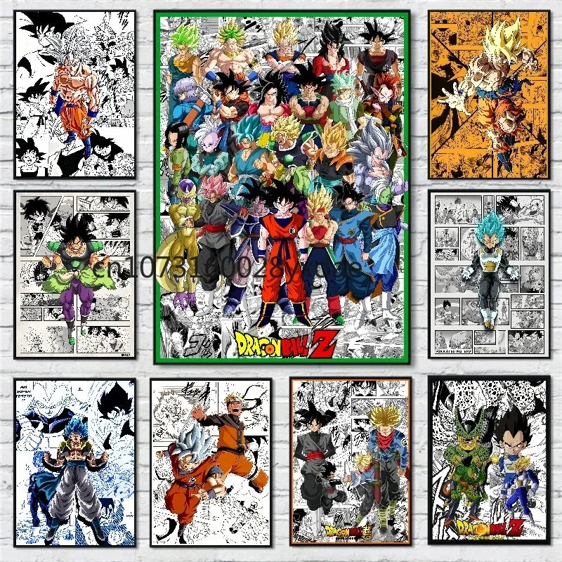 Anime Classic Canvas Prints Poster Dragon Ball Z Goku Vegeta Gohan Home Room Bar Wall Decor Art Picture Painting Wallpaper Gift