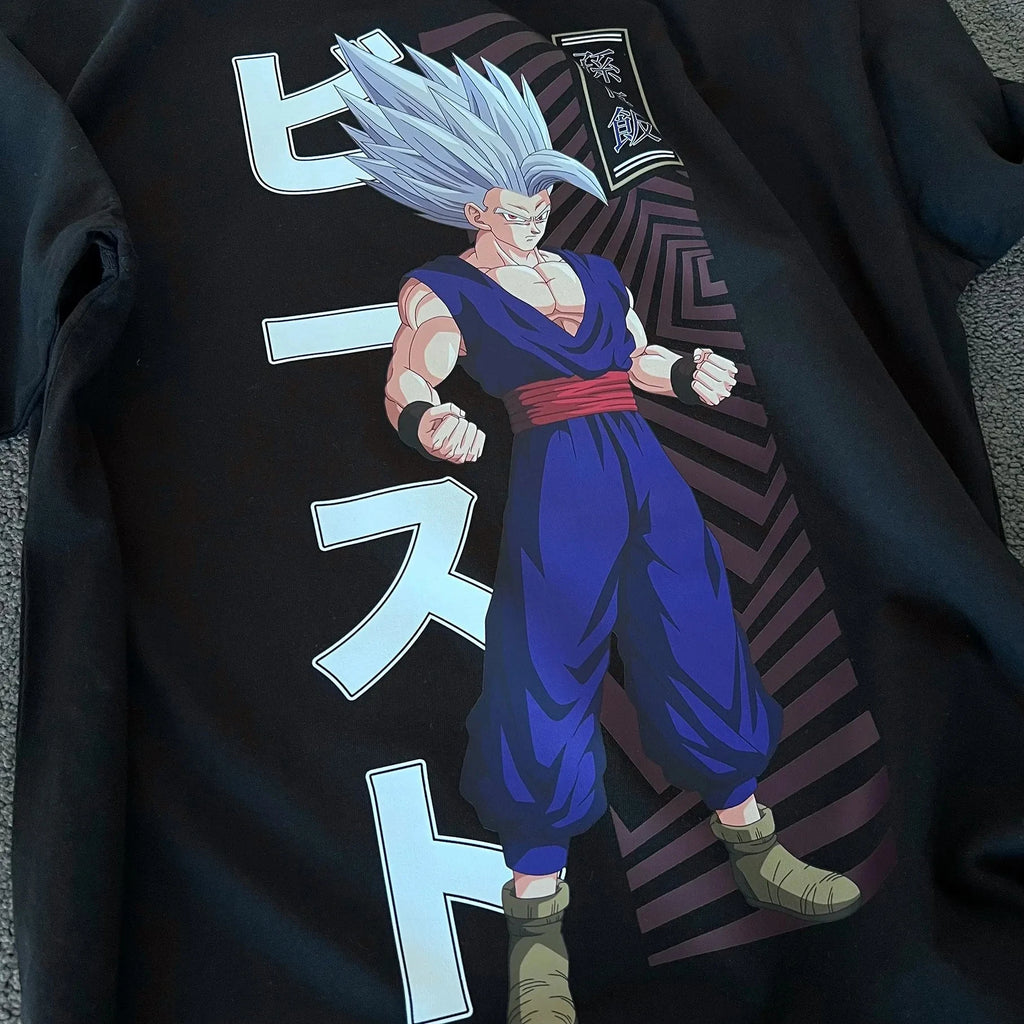 Dragon Ball Z Gohan Beast Mode Graphic Print Cotton T Shirts for Men 2025 Summer Anime Streetwear Short Sleeve Tees Casual