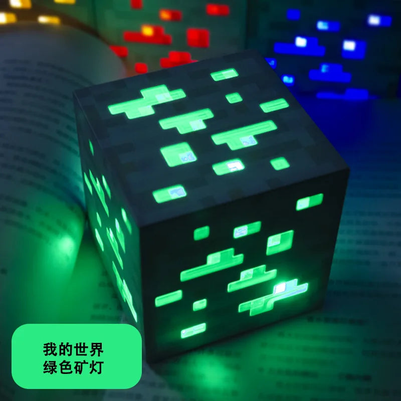 Minecraft My World Series Diamond Ore Lamp Colorful Charging Miner's Lamp Medicine Water Bottle Torch Model Gift Night Light