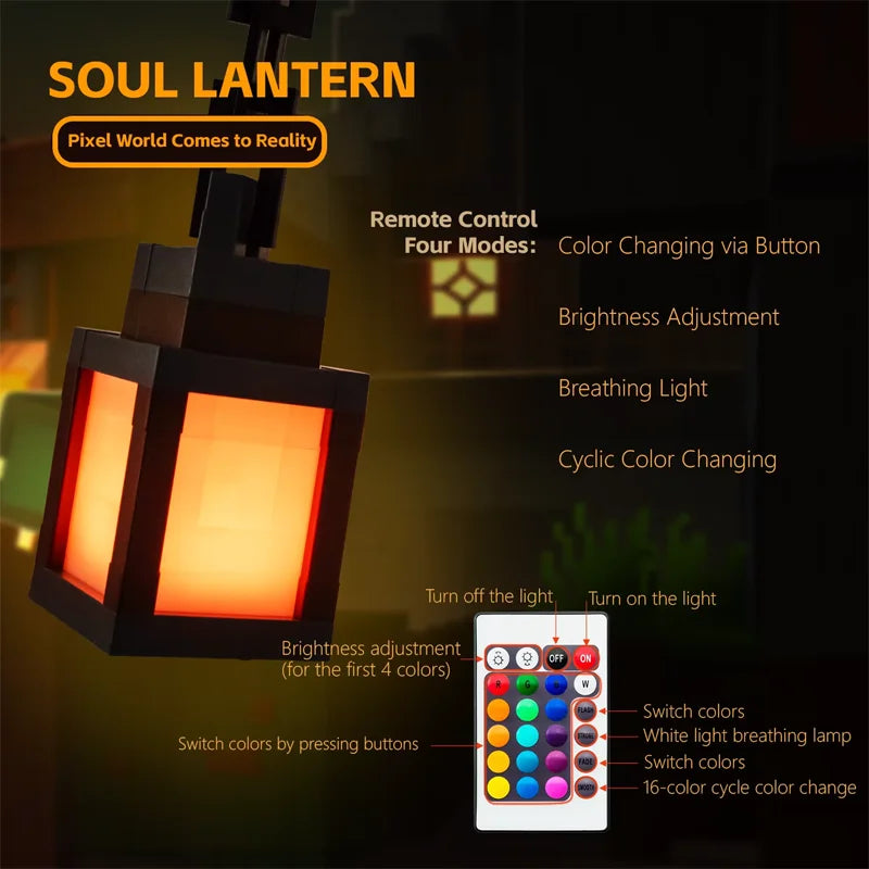 Luminous Lantern Nightlight Rechargeable Game Pixel Light Surrounding Children'S Bedroom Atmosphere Light Home Decor Ornament