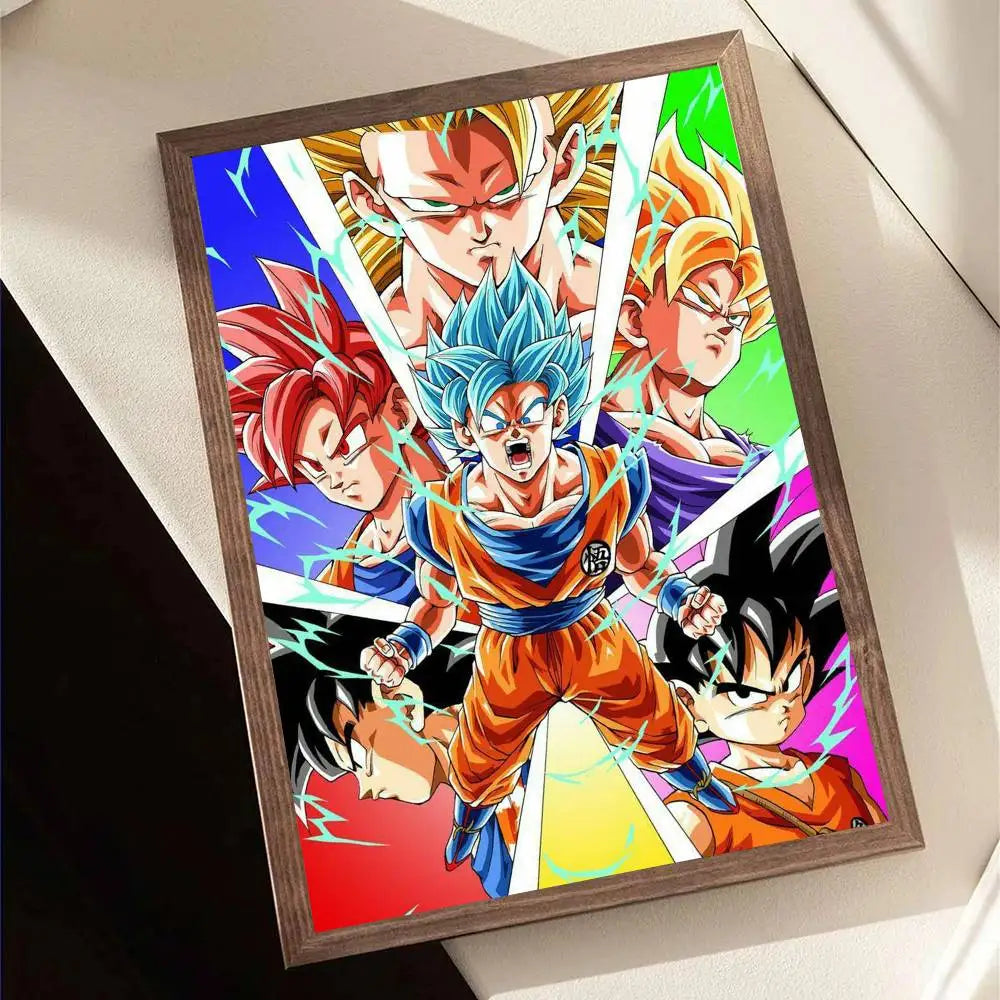 1pc Japanese Anime Dragon Ball Goku Poster Self-adhesive Art Waterproof Paper Sticker Coffee House Bar Room Wall Decor