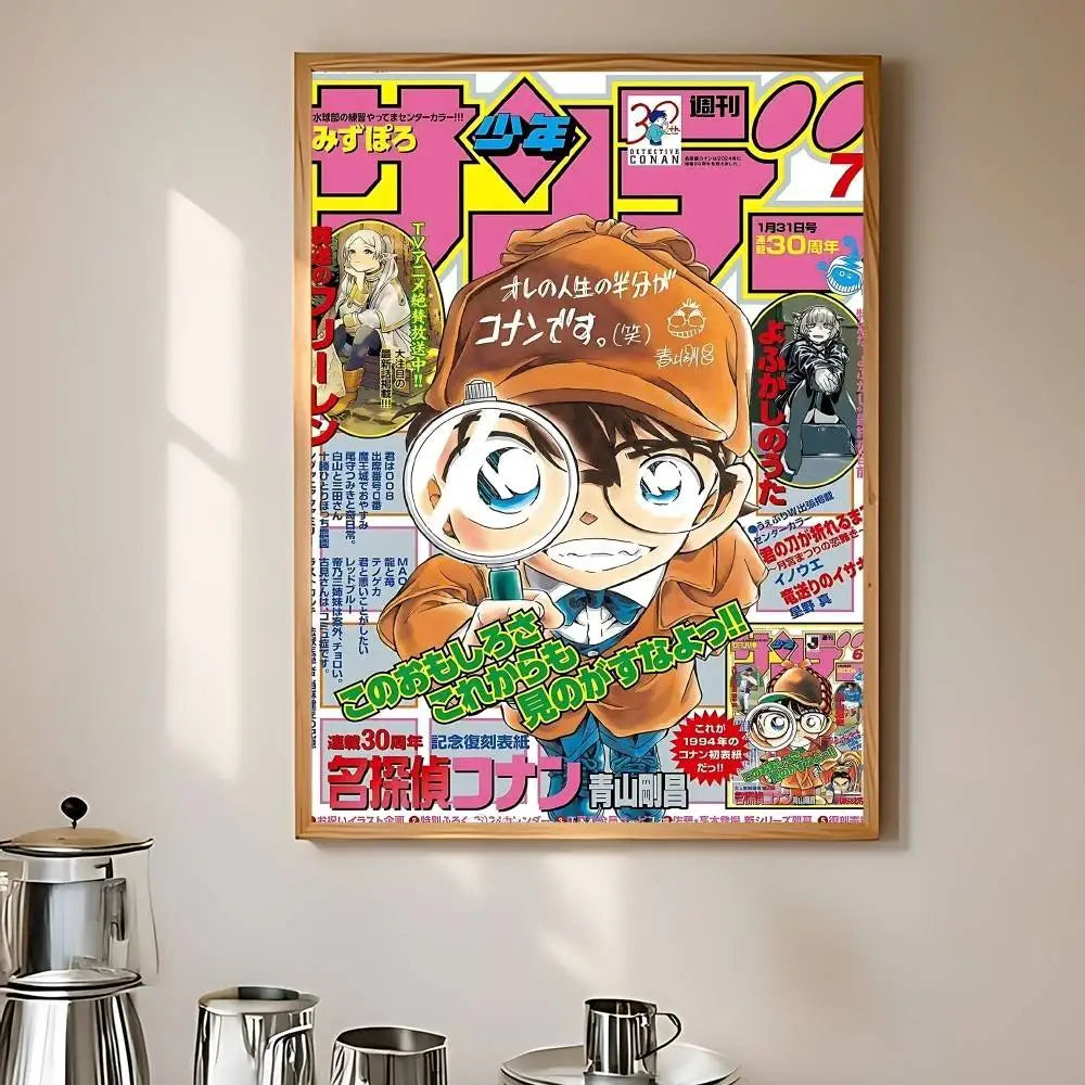 D-Detective Conan Comics Magazine Poster HD Canvas Painting Print For Home Living Room Bedroom Decorative Pictures