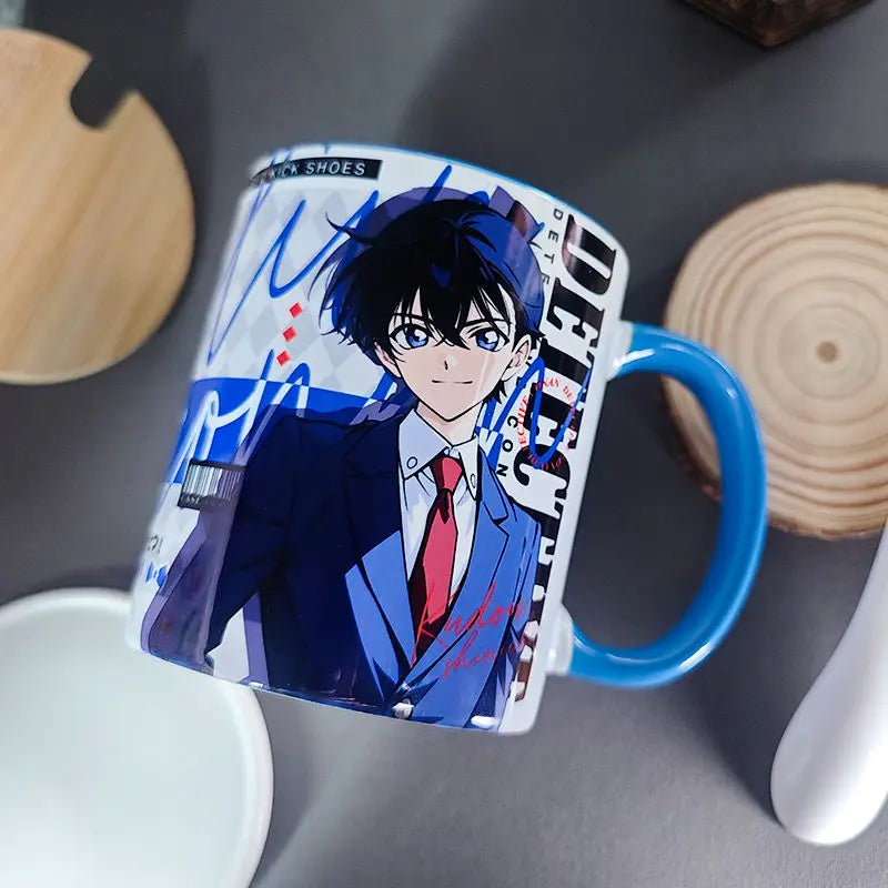 Detective Conan Shinichi Kudo Kaitou Kid Anime Two-dimensional Cartoon Pattern Ceramic Mug Handsome Water Mug Holiday Gift