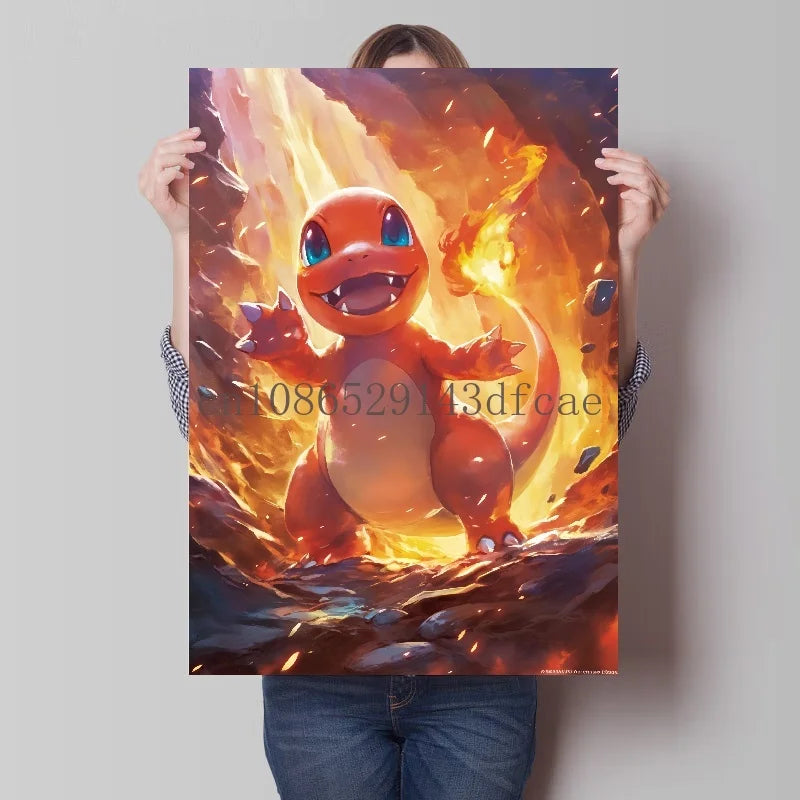 Pokemon Classic Anime Canvas Painting Bulbasaur Charmander Squirtle Poster and Print Wall Art Ink Picture Home Decor Kids Gifts