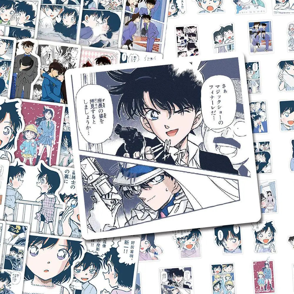 63 Pcs Detective Conan Stickers Shinichi and Ran CP Anime Peripherals Kaito Kid Character Cute DIY Decals