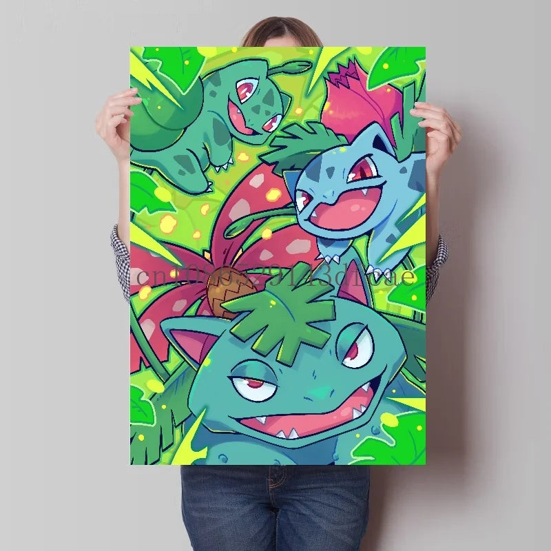 Pokemon Classic Anime Canvas Painting Bulbasaur Charmander Squirtle Poster and Print Wall Art Ink Picture Home Decor Kids Gifts