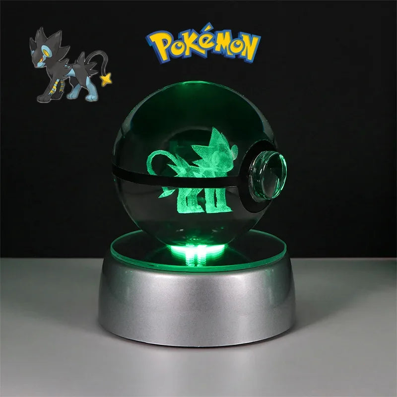 لعبة مجسم بوكيمون ثلاثي الأبعاد على شكل كرة كريستالية من باتر فري كيوبون، بوكيبول ديتو لوكاريو لابراس، نموذج لوجيا أركيوس مع قاعدة إضاءة LED