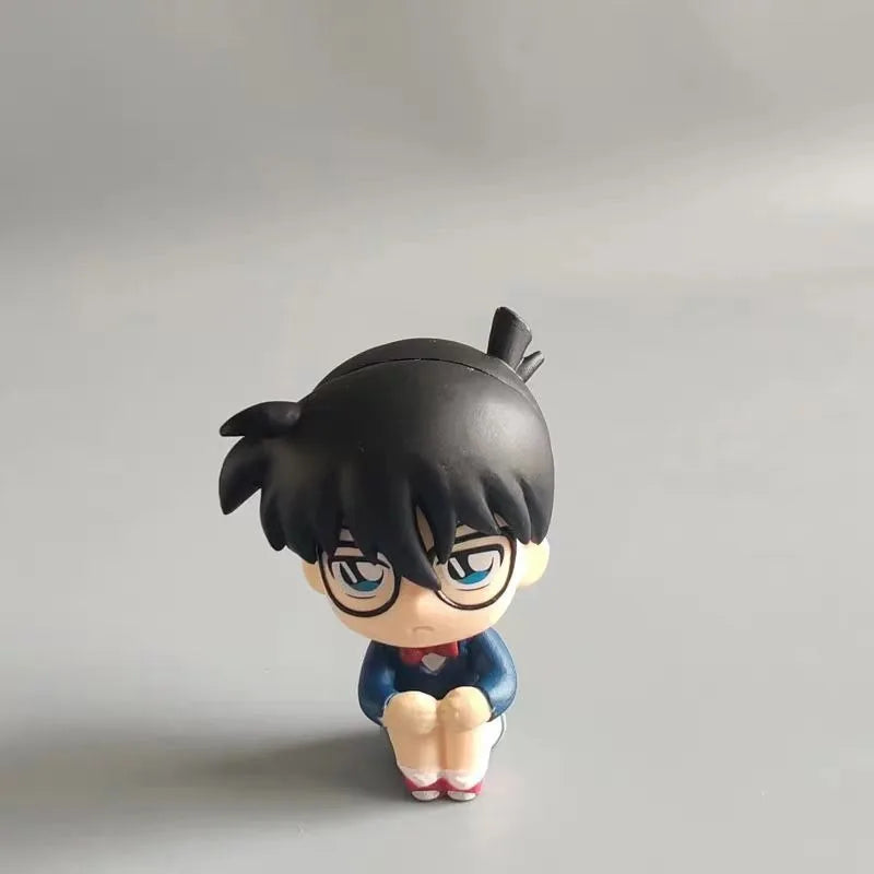 Bandai Original Detective Conan Gashapon Figures - Cute Sitting Pose Anime (Conan, Kaito, Ran Mouri) Collectible Mini Toys Gift