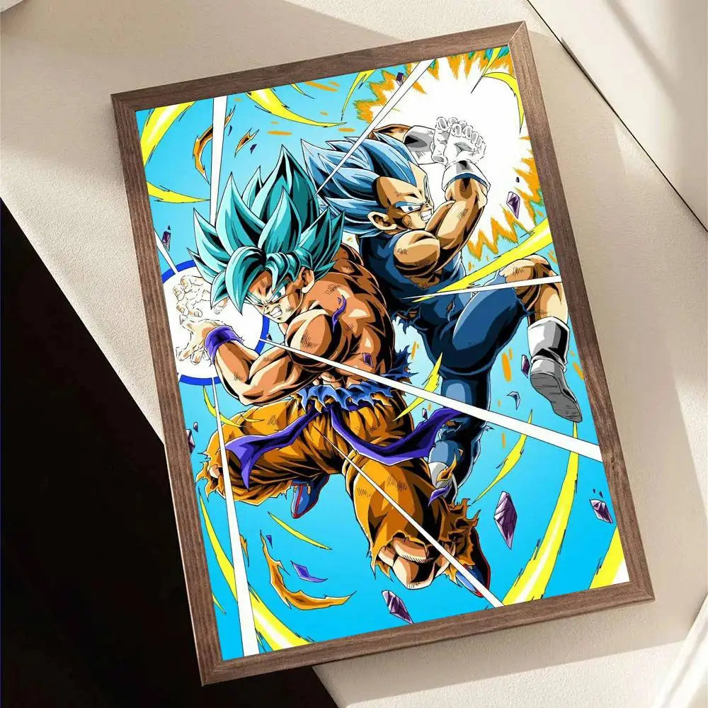 1pc Japanese Anime Dragon Ball Goku Poster Self-adhesive Art Waterproof Paper Sticker Coffee House Bar Room Wall Decor