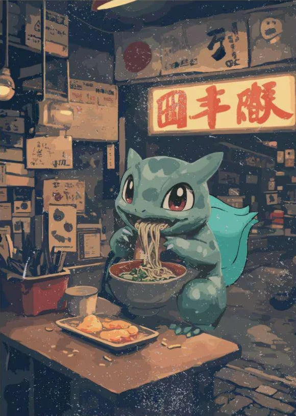 P-Pokemon Japanese Anime Canvas Painting Kawaii Elf Pets HD Poster Retro Bar Noodle Room Living Room Home Mural Decor Kids Gifts