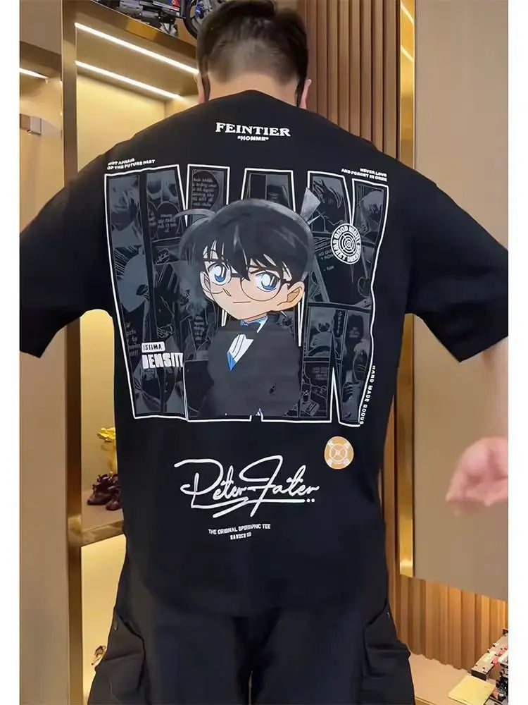 Detective Conan Case Closed Cotton Men's and Women's Short Sleeve Conan Edogawa Shinichi Kudo Summer Boys and Girls T-Shirt