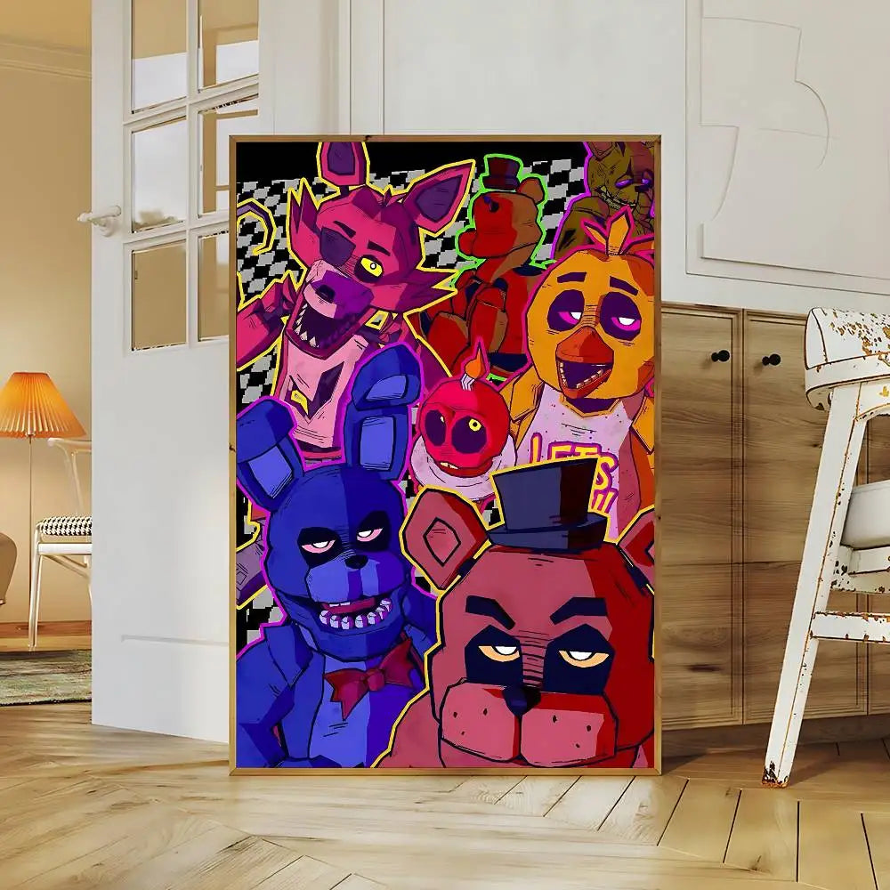Horror Anime F-five N-nights At F-freddy's Good Quality Prints And Posters Room Home Bar Cafe Decor Aesthetic Art Wall Painting