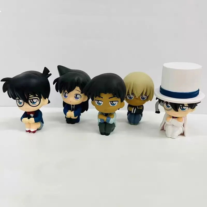 Bandai Original Detective Conan Gashapon Figures - Cute Sitting Pose Anime (Conan, Kaito, Ran Mouri) Collectible Mini Toys Gift