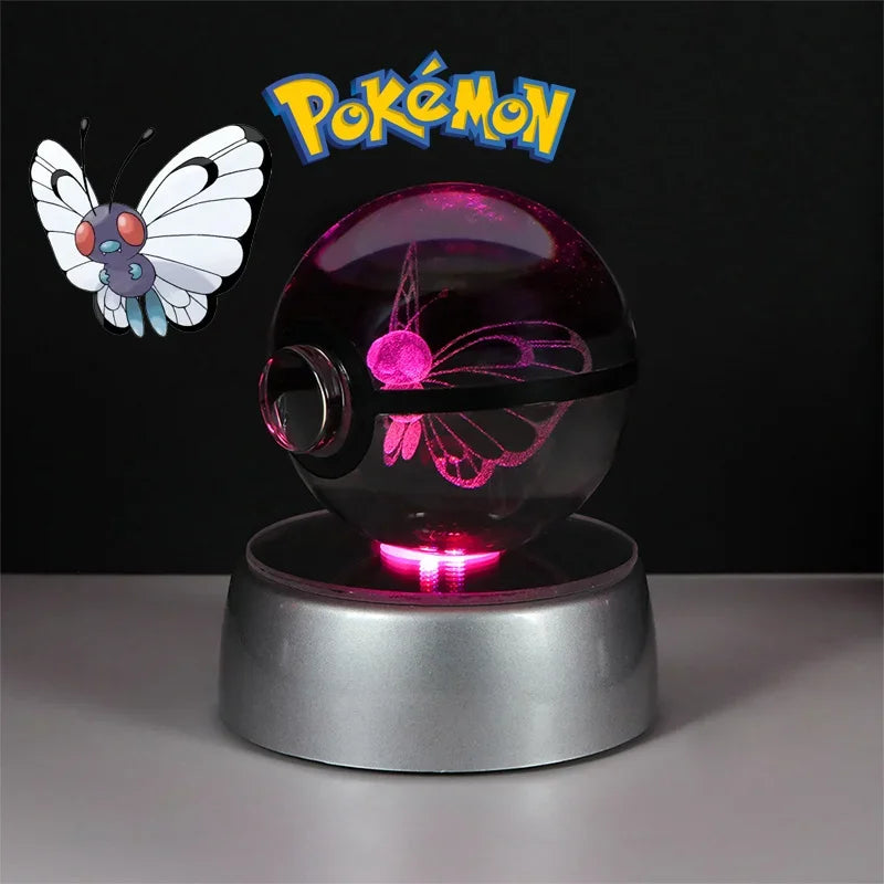 لعبة مجسم بوكيمون ثلاثي الأبعاد على شكل كرة كريستالية من باتر فري كيوبون، بوكيبول ديتو لوكاريو لابراس، نموذج لوجيا أركيوس مع قاعدة إضاءة LED