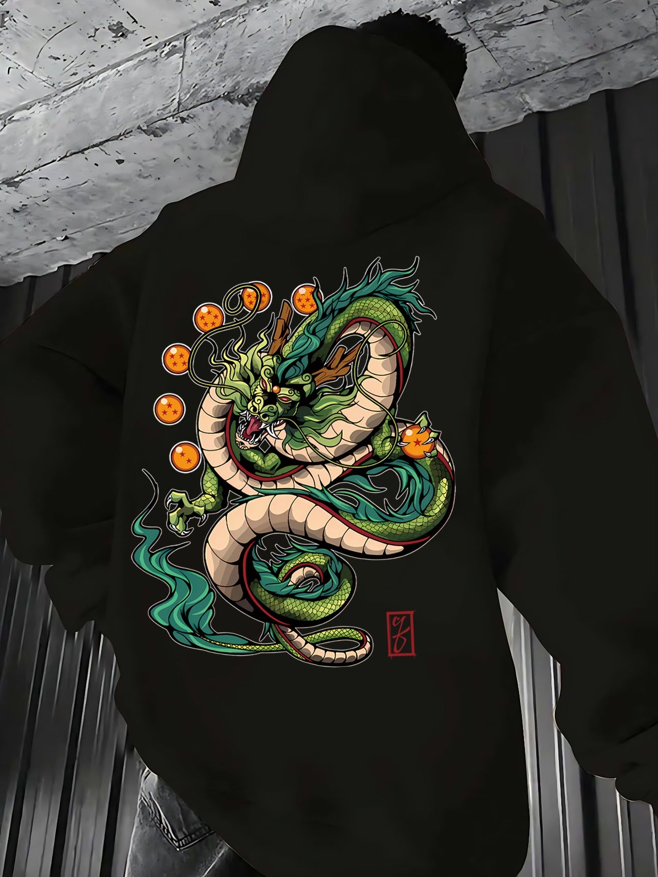 Men'S Dragon Ball Z Dragon Surround Print Hoodie | Casual Comfort, Fall/Winter, Loose Fit, Slight Stretch Fabric