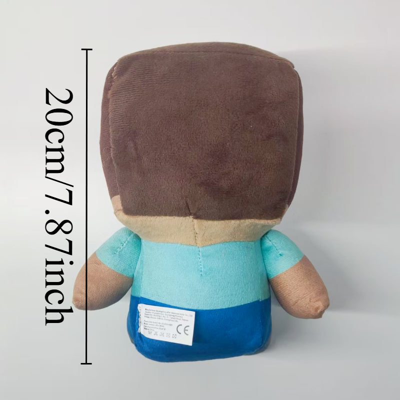 World Game Style Sitting Blue for Man Pixel Plush Doll Merchandise, Suitable as Birthday Gift, Holiday Gift, Ideal Companion Doll for Children, Holiday Present Idea, Video Game Merchandise, Sitting Blue Figure, Sitting Pose D