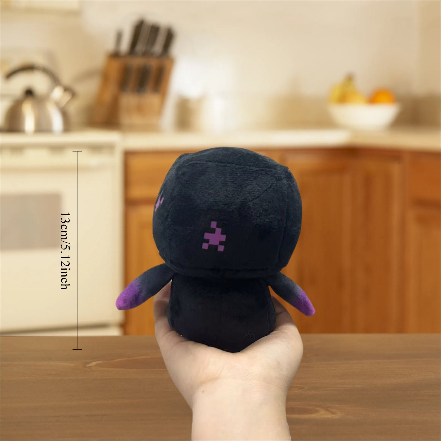 5-inch Purple & Black Pixel Art Plush Toy - Cute Sitting Shadow Figure with Purple Accents, Soft Polyester Game Enthusiast Gift for Halloween Christmas Decor, Collectible Decorative Doll for Home & Party