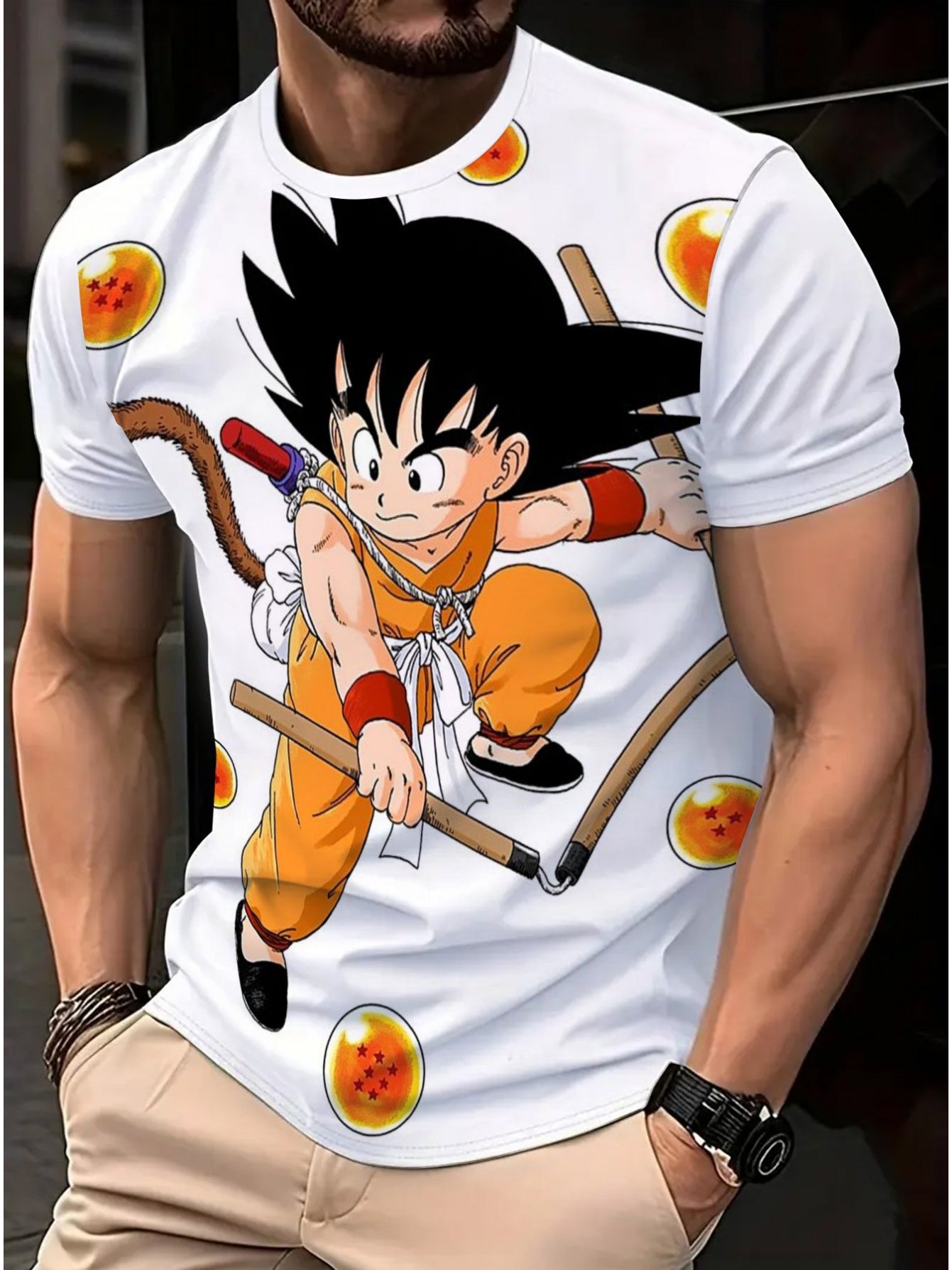 Dragon Ball Branded Men's T-Shirt, 3D Printed Sport Shirt, Graffiti Top, Dragon Ball T-Shirt, Anime T-Shirt, Party Casual Sport T-Shirt, Character Role-Playing T-Shirt, Branded Size, Party Outfit, Casual Wear, Streetwear Styl