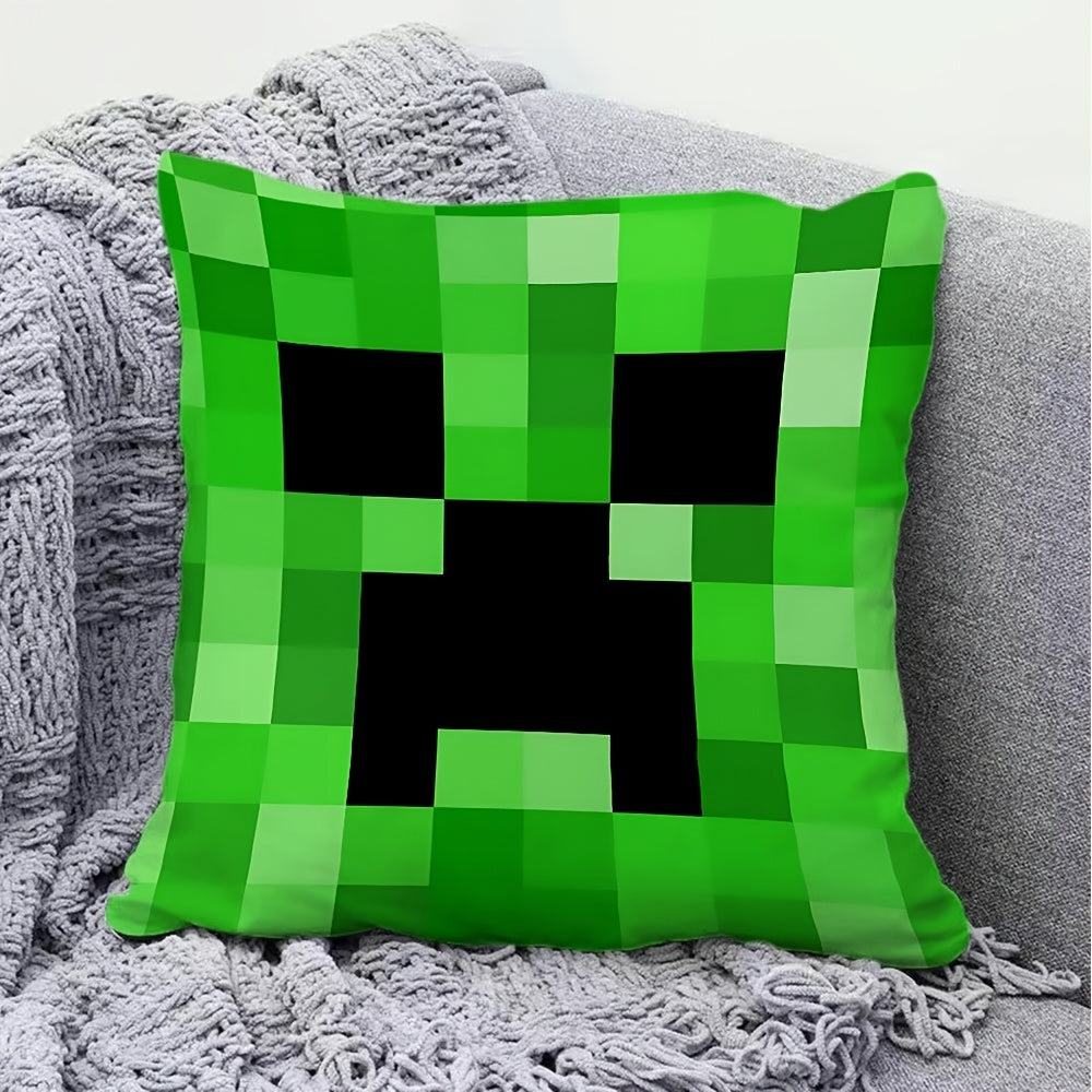 1pc block-based game Pillow Case Compatible for block-based game Video Game - Zipper Closure Cover, Machine-Washable Polyester ' Room Decor, Gamer Gift (No Insert)