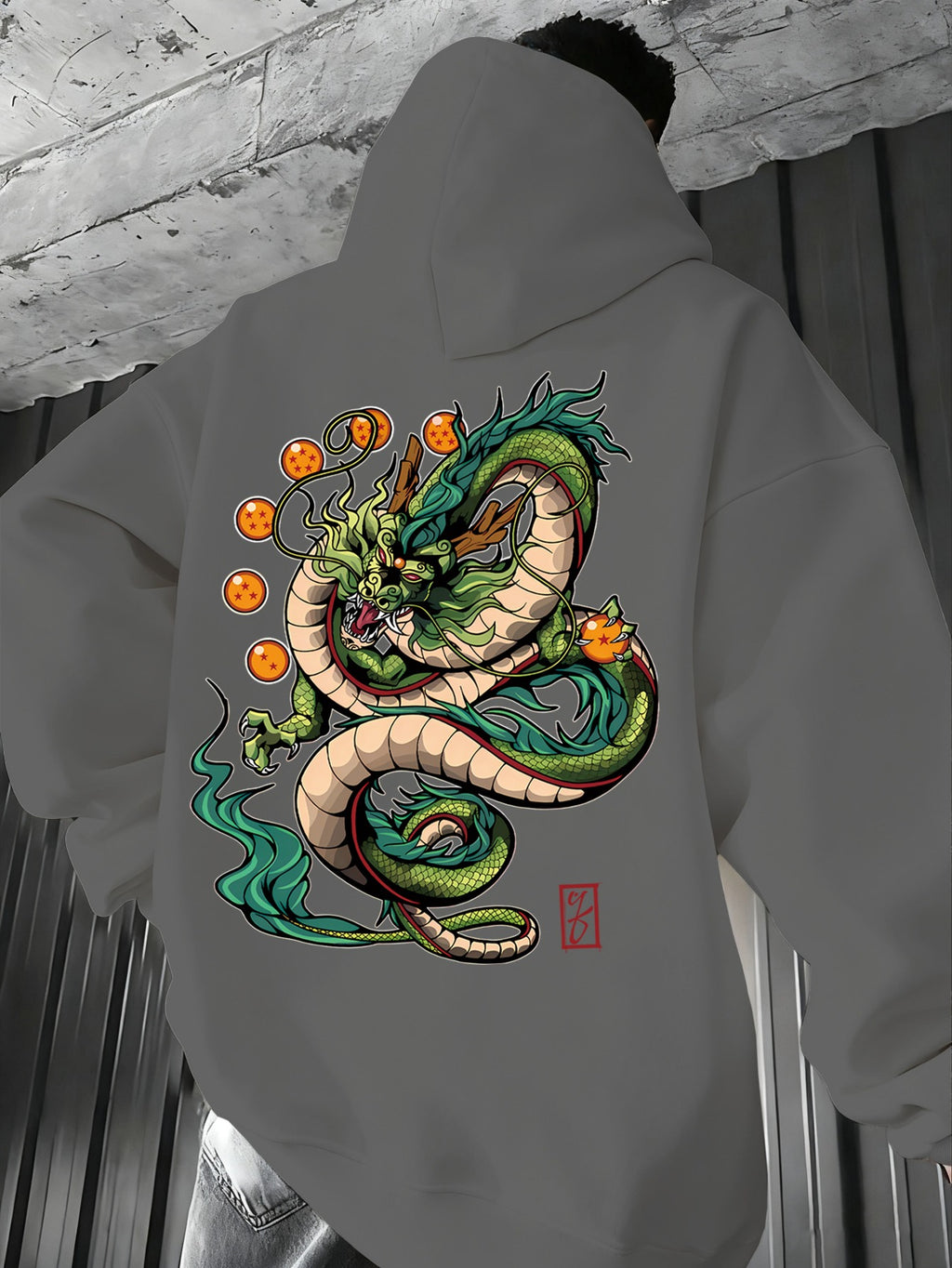 Men'S Dragon Ball Z Dragon Surround Print Hoodie | Casual Comfort, Fall/Winter, Loose Fit, Slight Stretch Fabric