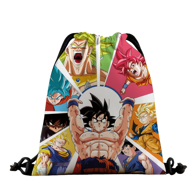 DRAGON BALL Anime Backpack with Goku, Vegeta & Sun Wukong (Monkey King) Designs - Lightweight Adjustable Drawstring Bag & s,, Gym, Parties - Collectible Gift & (Officially Licensed)